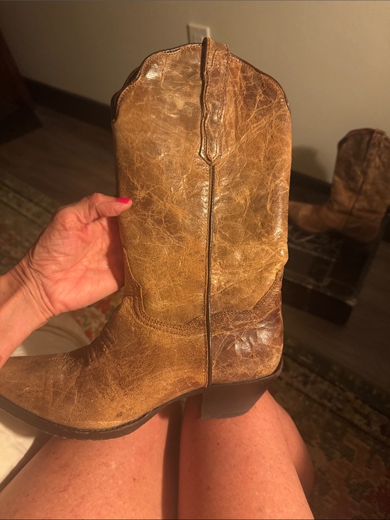 Dan Post Shoes - Dan Post Distressed Tan/Brown Leather Western Heeled Boots